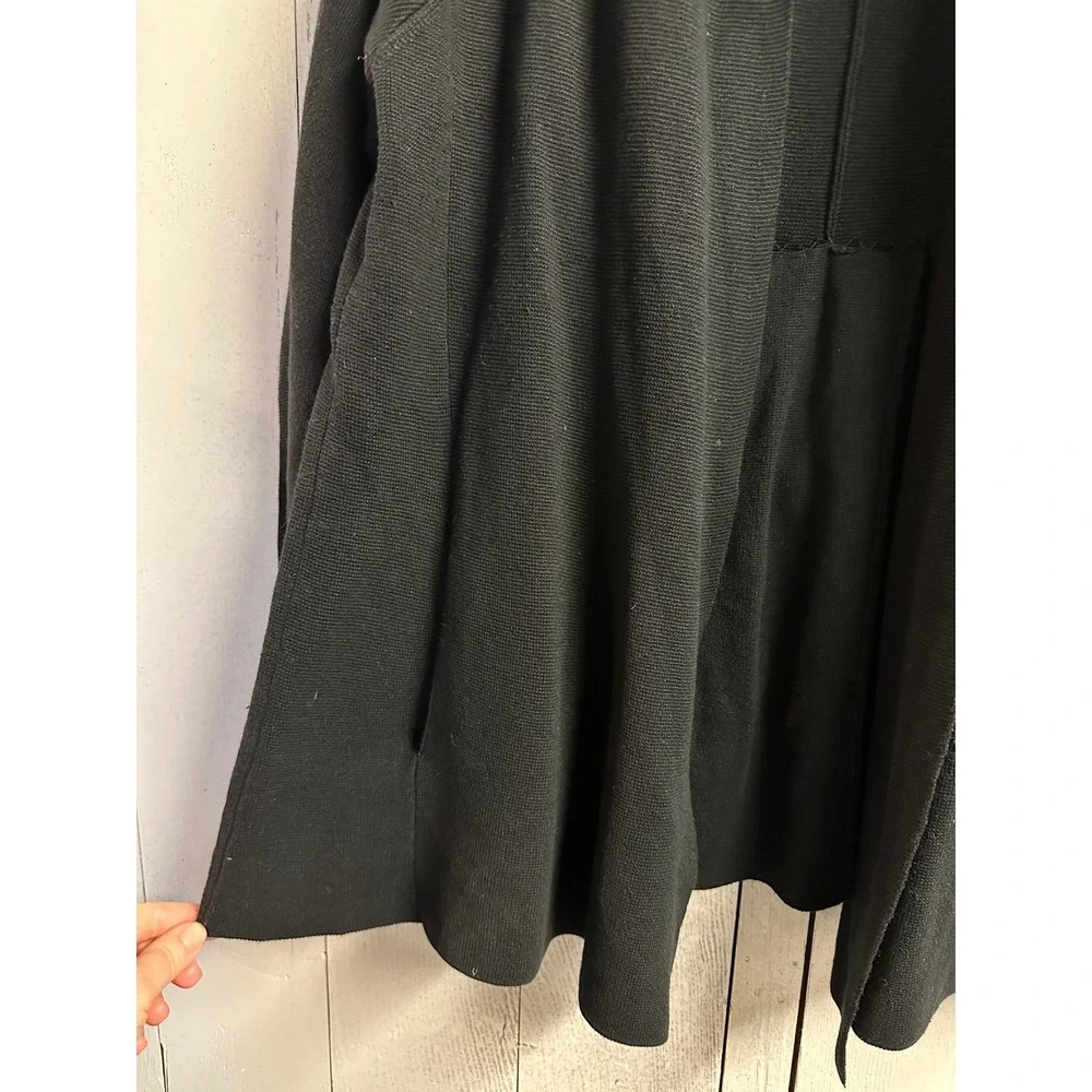 EILEEN FISHER Black Silk Cotton Cardigan Sweater Knit Open Front Women's‎ Medium